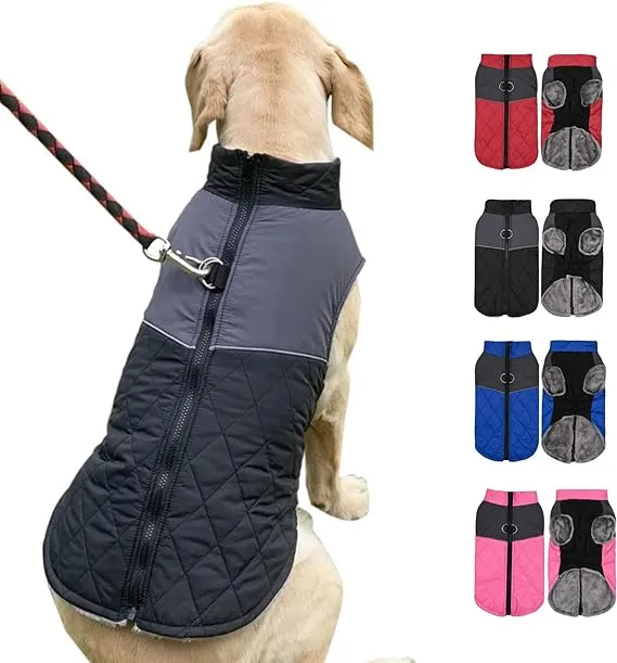 Tineer Dog Winter Jacket Vest for Small Medium Large Dogs, Fleece Lining Warm Coat Waterproof Pet Dog Clothes for Cold Weather (XS, Blue)