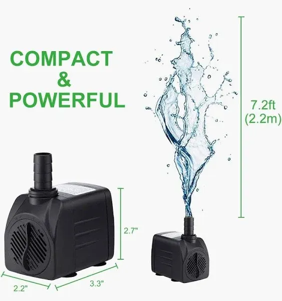 GROWNEER 550GPH Submersible Pump 30W Ultra Quiet Fountain Water Pump