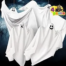 JOYIN Halloween Hanging Ghosts(4 Pack) Two in 35.5” and Two in 27.5” for Halloween Party Decoration, Cute Flying Ghost for Front Yard Patio Lawn Garden Party Décor and Halloween Hanging Decorations