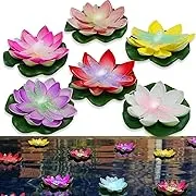 YXMEIGUO LOGUIDE Floating Pool Lights,Lily Pad Pond Light LED Lotus Flower Lamp ...