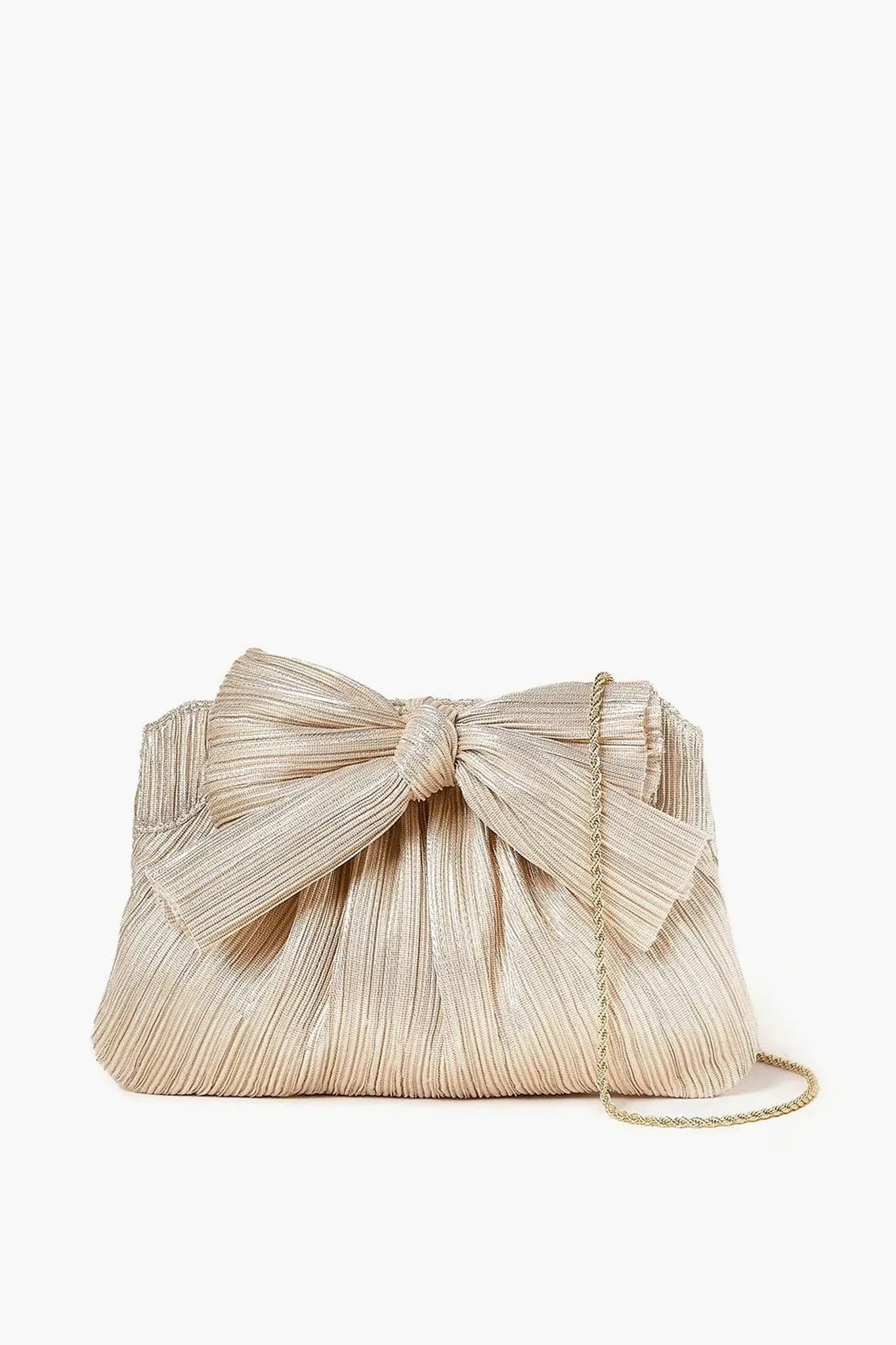 Loeffler Randall | Rayne Bow-embellished Plissé-lamé Clutch - Gold