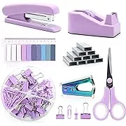 Purple Office Supplies Set, UPIHO Stapler and Tape Dispenser Set