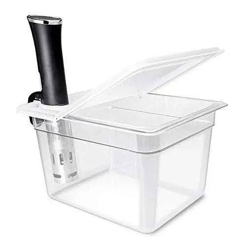 EVERIE Sous Vide Container 12 Qt with Collapsible Hinged Lid and Rack, Compatible with Anova Nano and AN500-US00 and Instant Pot, SET-12-NANO-PP