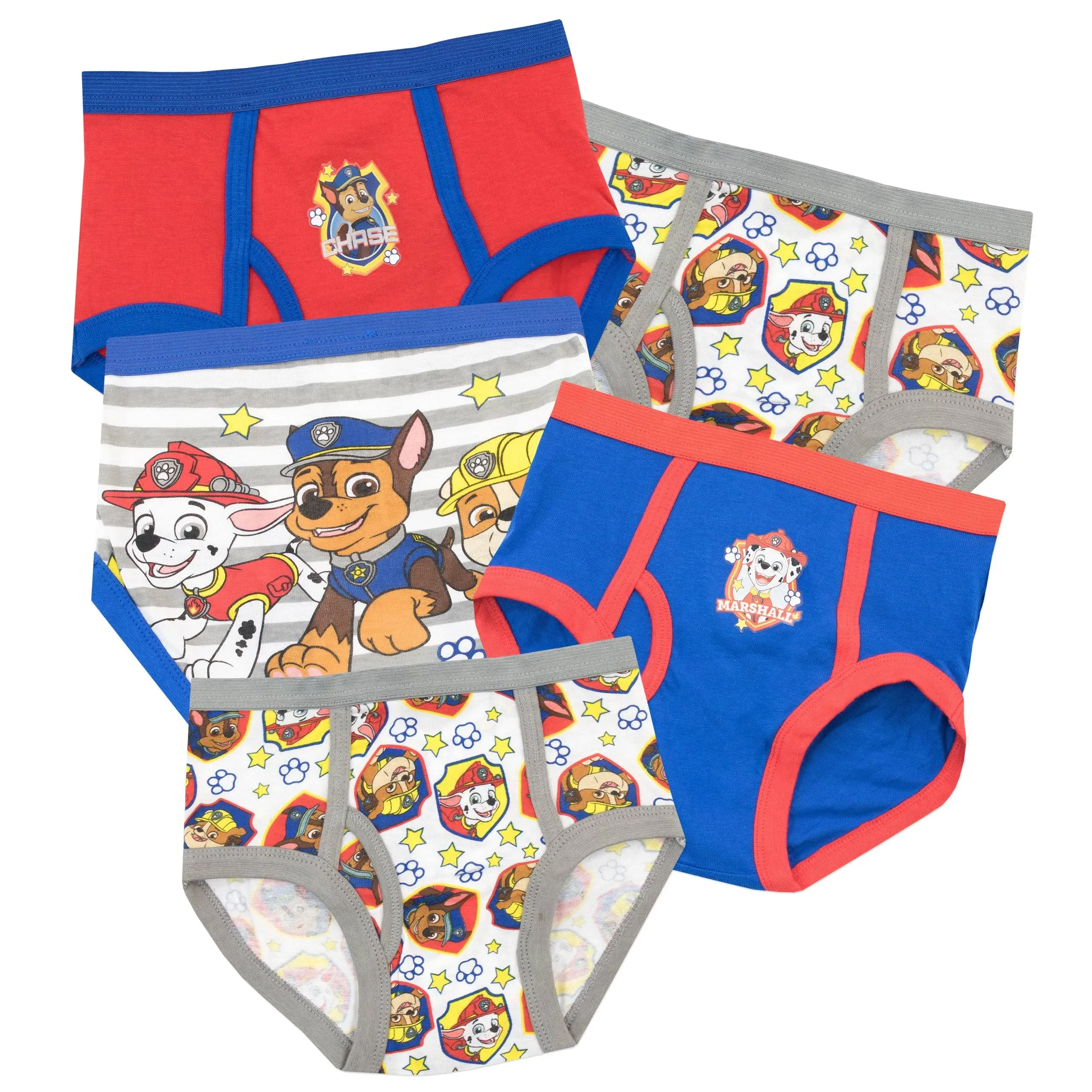 Paw Patrol Boys' Chase Marshall and Rubble Underwear Pack of 5