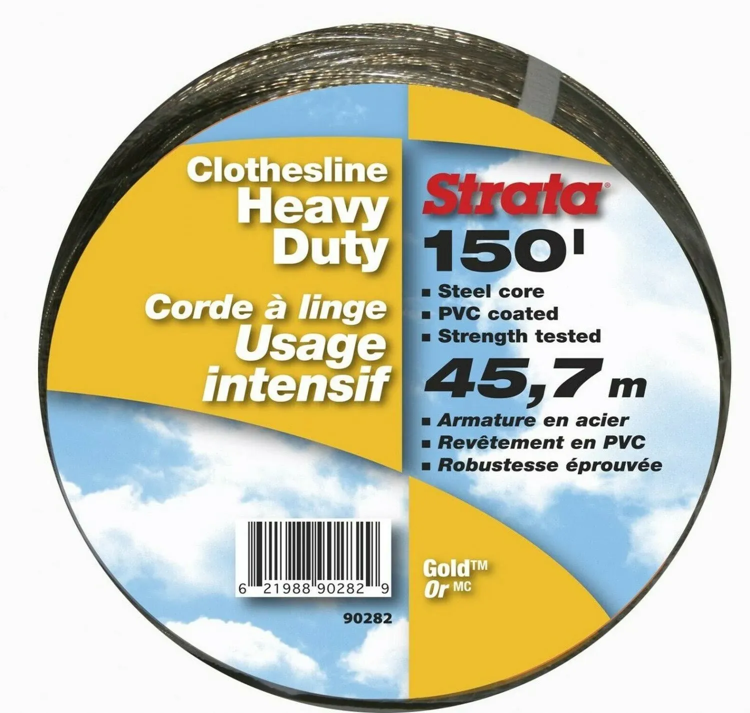 Strata 150' Gold Clothesline - Heavy Duty Steel Core, PVC Coating