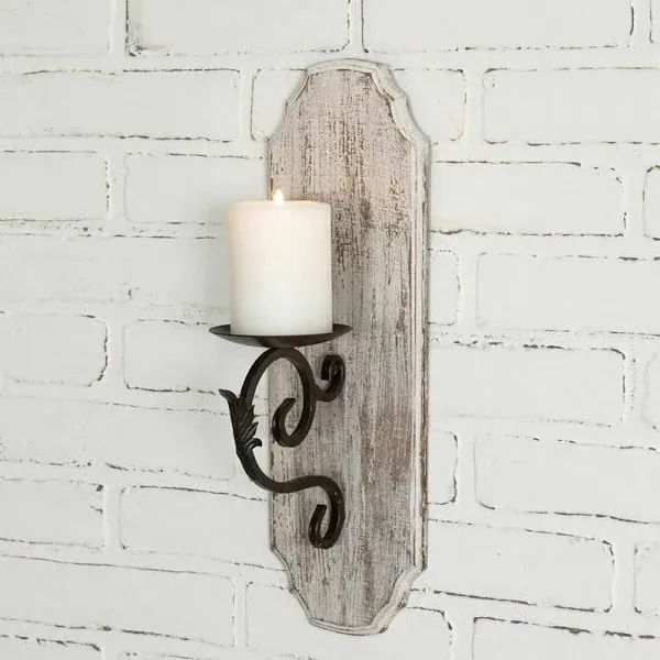 Wall Mount Rustic Candleholders,Wood Candle Holders,Floating Shelves Wallmounted Pillar Candle Sconce,Hanging Shelf,Farmhouse Wall Décor,Large