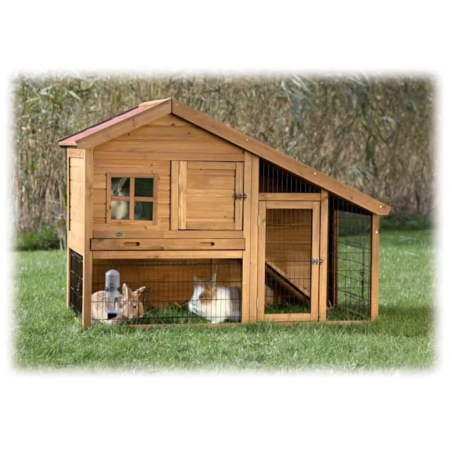 TRIXIE Natura Two Story Sloped Roof Rabbit Hutch with Run, 59.25" L X 42"W X 31.5" HTRIXIE Natura Two Story Sloped Roof Rabbit Hutch with Run, 59.25" L X 42"W X 31.5" H