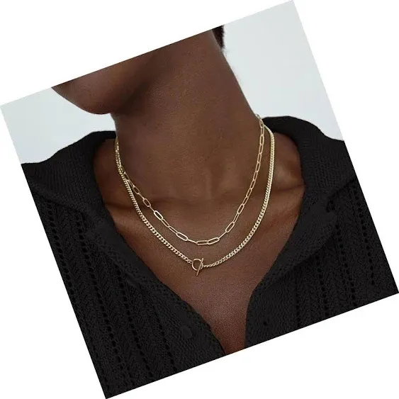 Gold Layered Necklaces for Women, 14K Dainty Gold for