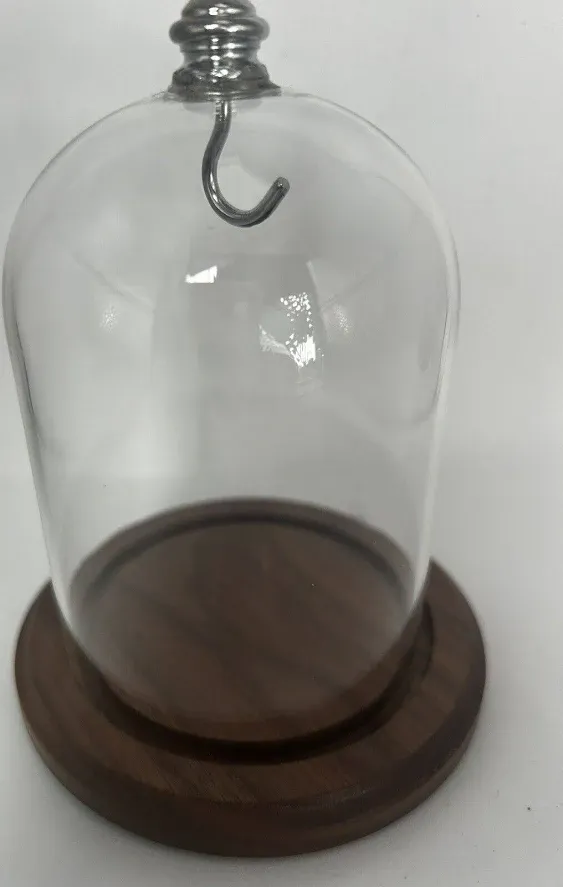 3"x4" Pocket Watch Glass Display Dome Cloche Real Walnut Wood Base