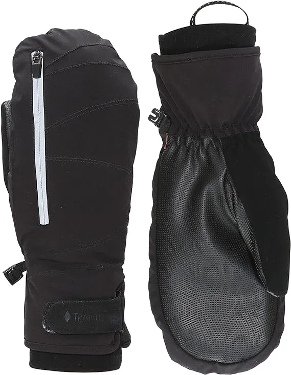 TrailHeads Women’s Convertible Zip Mitts | Winter Running Mittens | Women’s Mittens for Outdoor Sports - Black