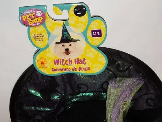 NWT Dog Witch Hat Halloween Costume Accessory Rubie's Sizes S/M or M/L Pet