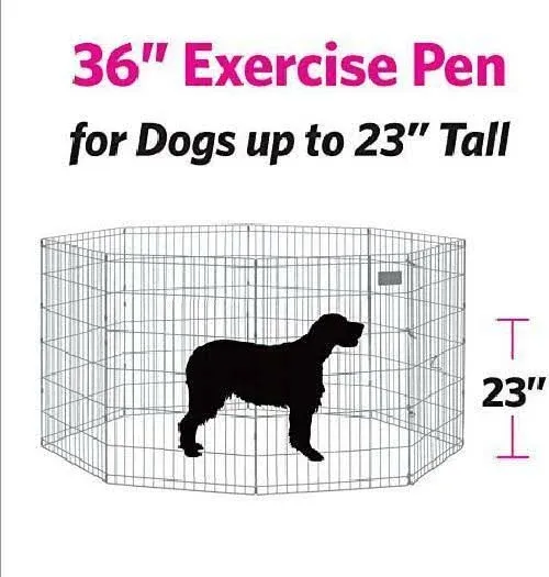 New World Pet Products 24" Foldable Black Metal Dog Exercise Pen No Door