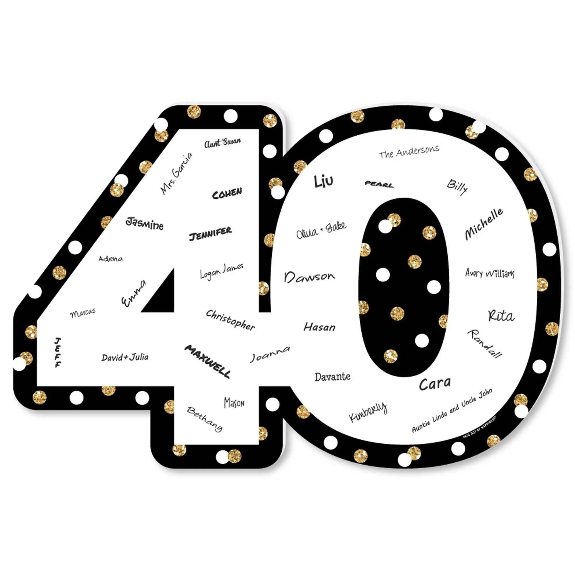 Adult 40th Birthday - Gold - Guest Book Sign Guestbook Alternative Signature Mat