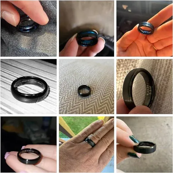 Mens Tungsten Wedding Band Black, 6mm Mens Tungsten Ring, Mens Promise Ring Engraved, Black Wedding Ring, Brushed, Rings for Him, Men&#39;s Ring