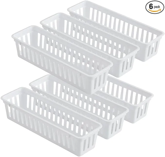 IMPORTS 23 Storage Trays For Organizing Drawers Kitchen Storage Baskets Garage Containers Set Of 6 Slim Plastic Stoarge Trays