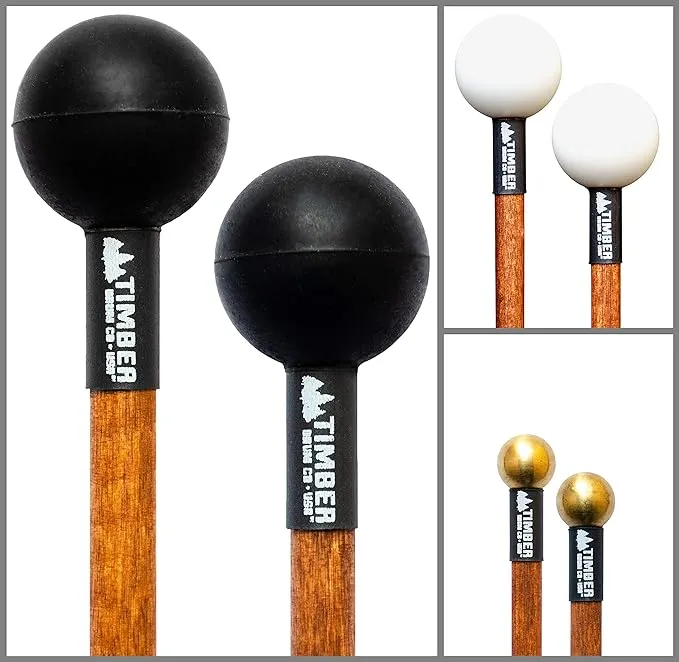 Timber Drum Company Combo (Hard Poly, Soft Rubber and Brass) Mallets (T10C)