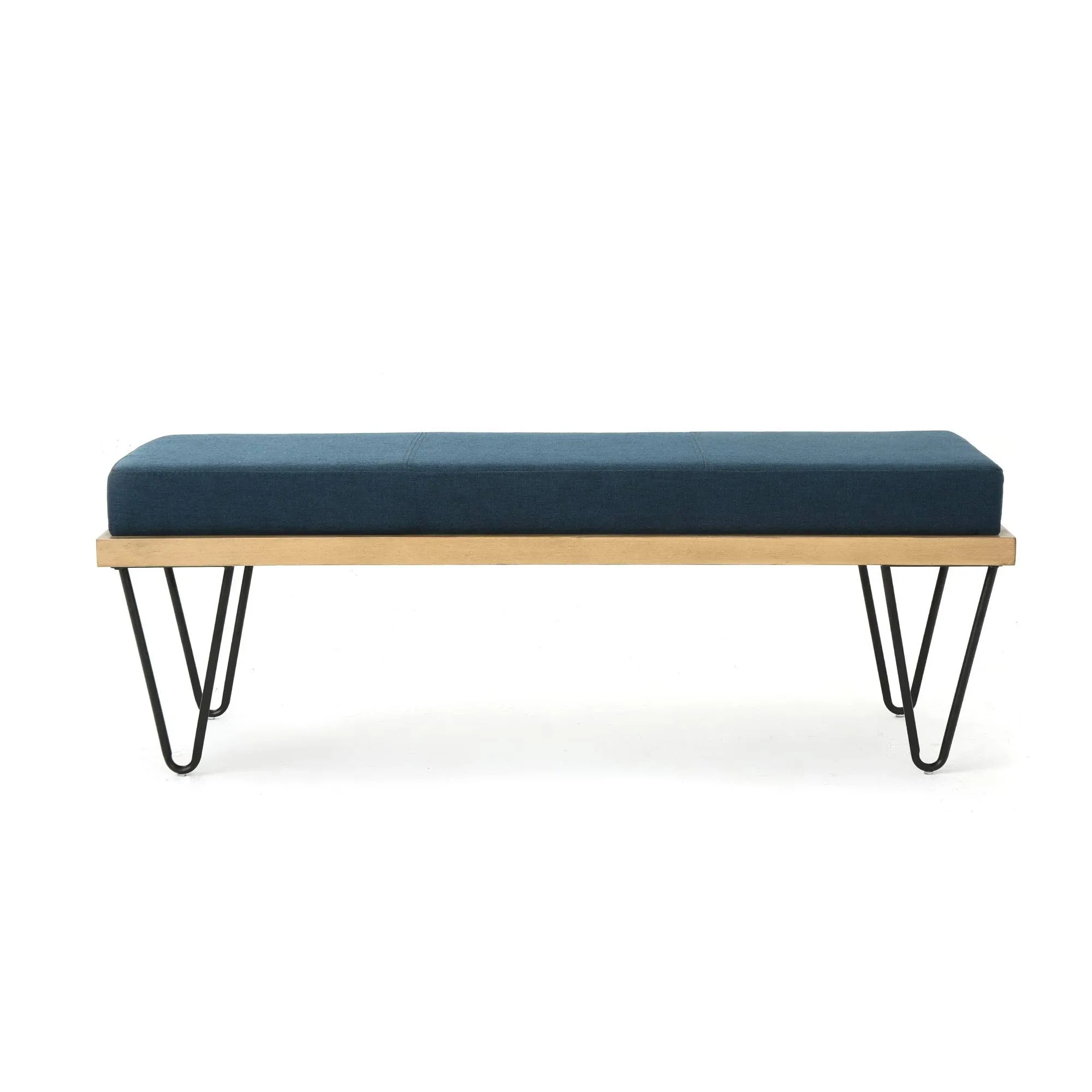 Christopher Knight Home Elisha Industrial Modern Fabric Rectangle Bench, Navy