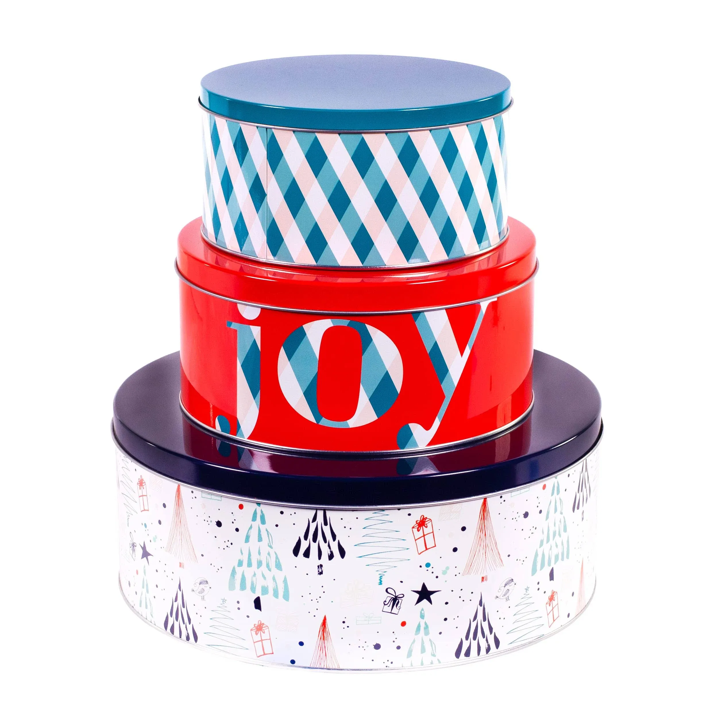 Cookie Tins (Set of 3), Joy Plaid