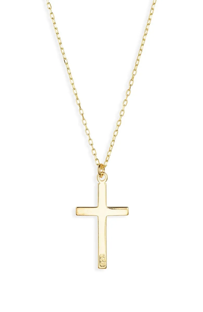 Milgrain Designer Cross Pendant Necklace in Gold (Yellow/Rose/White)