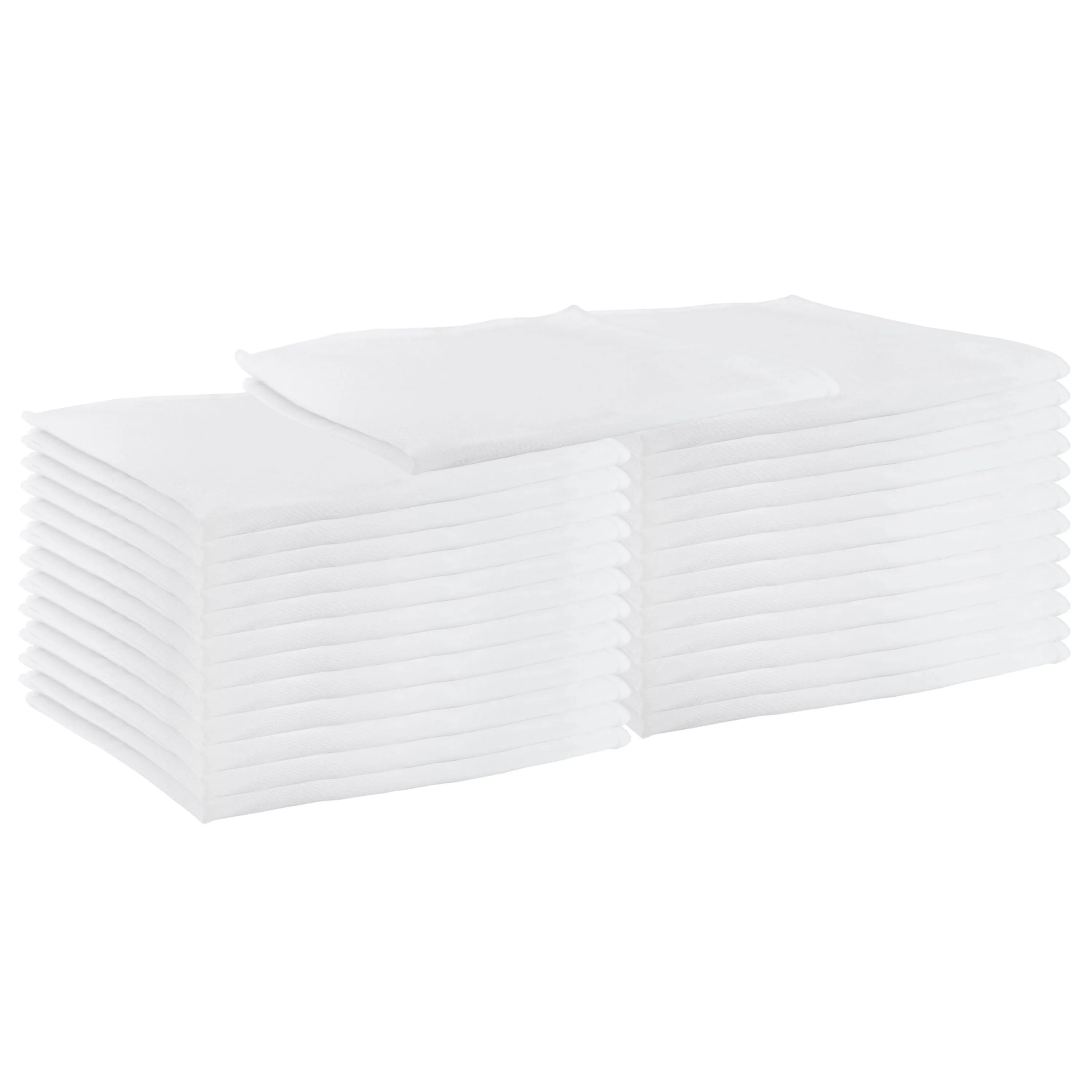 Pack of 25 Cloth Dinner Napkins - Spun Poly - 20 x 20 - White