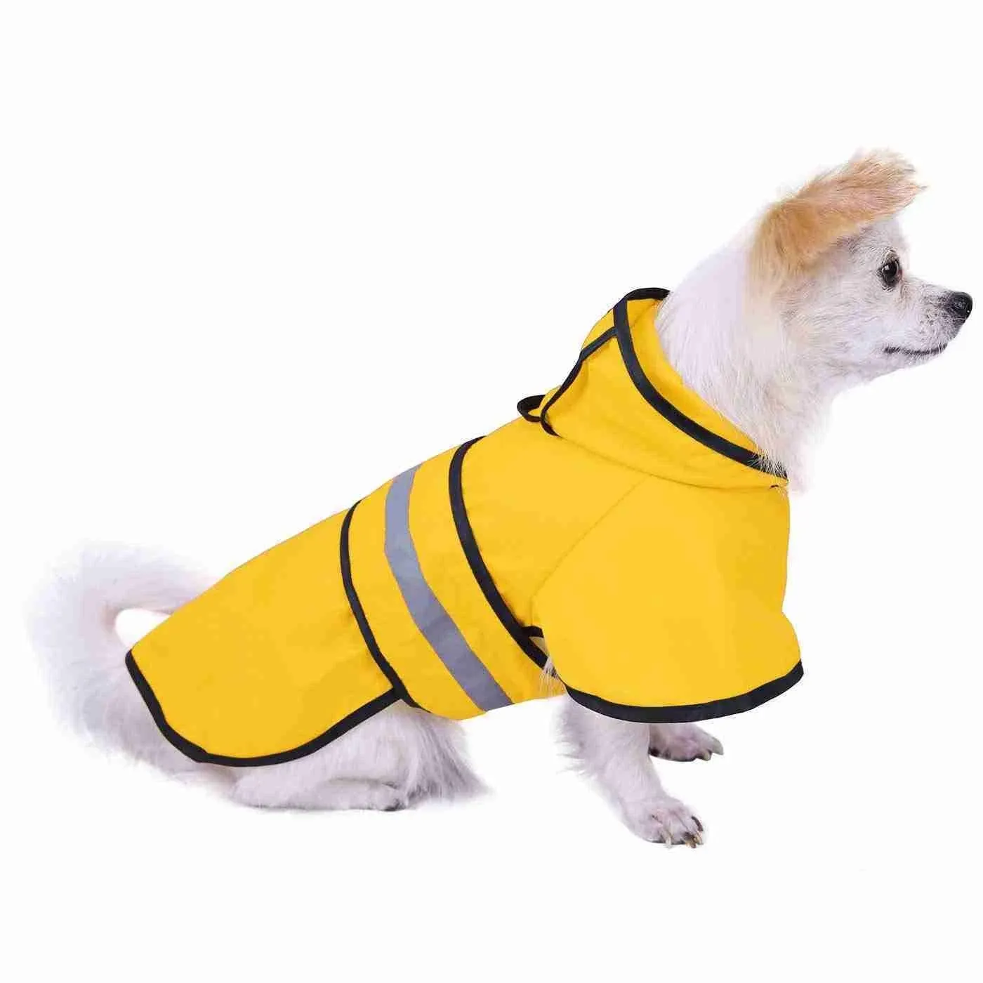 Hde Dog Raincoat Hooded Slicker Poncho for Small to X-Large Dogs and Puppies Yellow - S