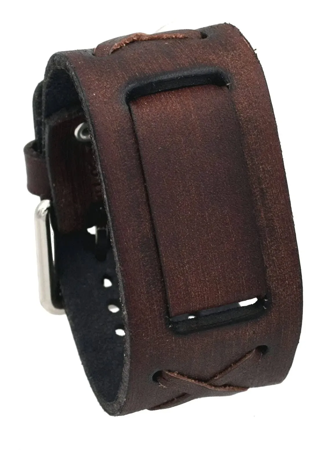 Vintage Brown Leather Steampunk Cuff Watch