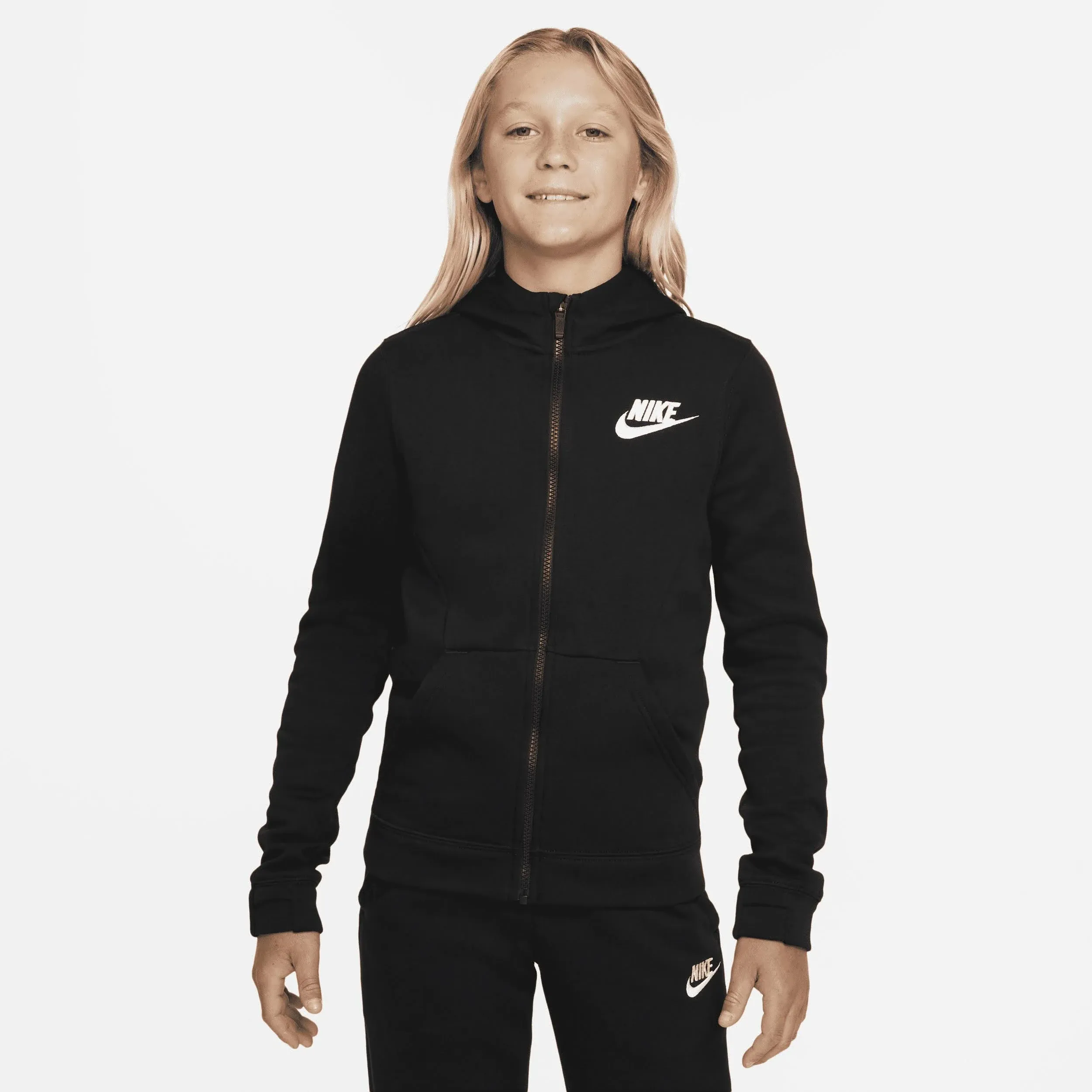 Nike Sportswear Big Kids' (Boys') Full-Zip Hoodie Sie M Black