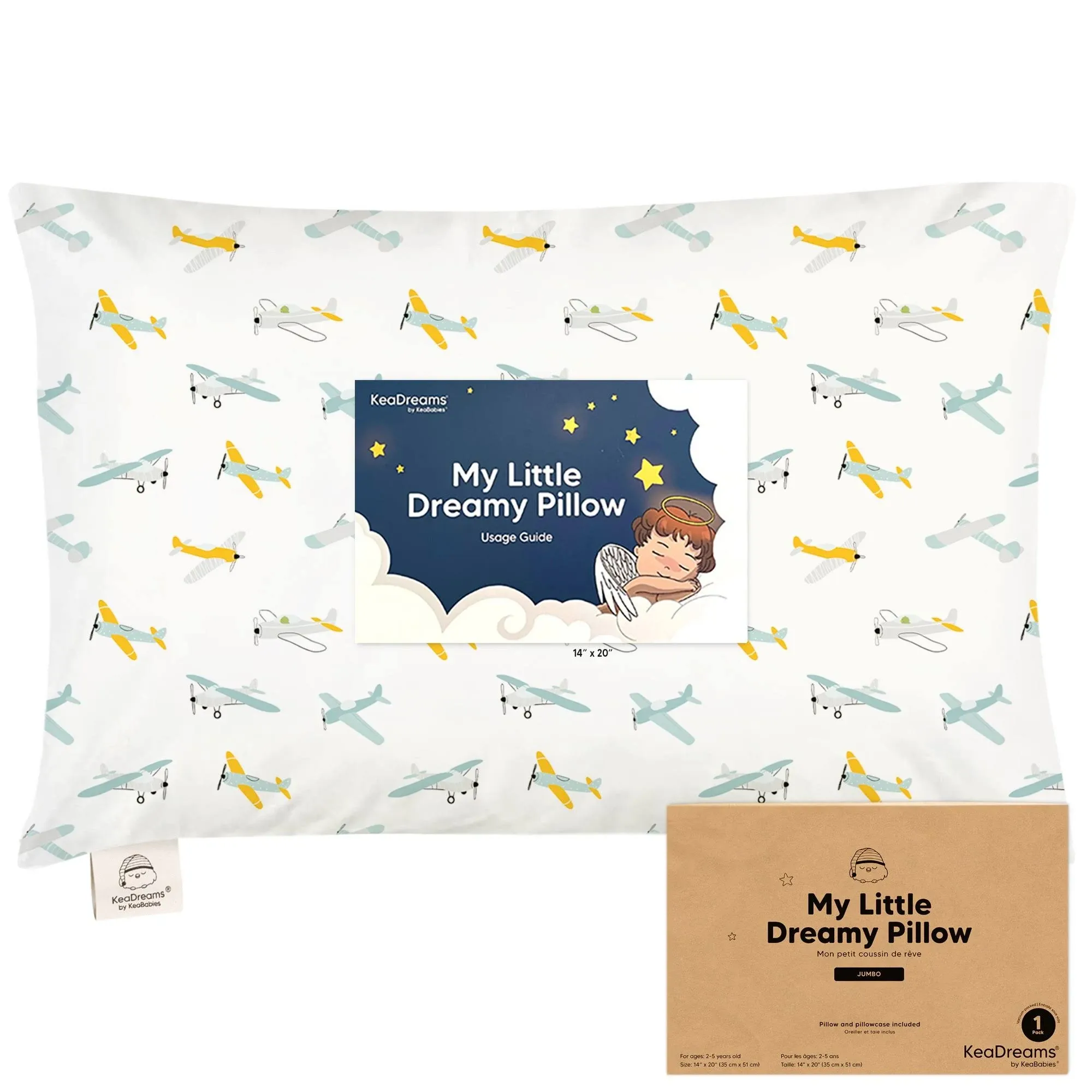 KeaBabies Jumbo Toddler Pillow with Pillowcase