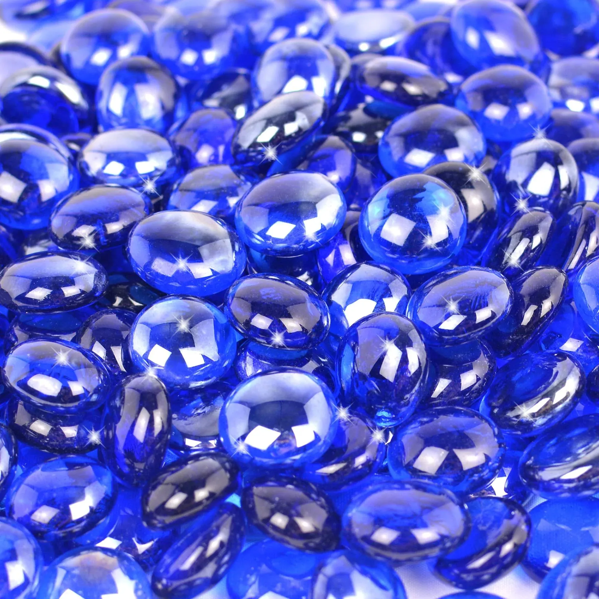 Holy Fire 10 LBS Fire Glass Beads for Fire Pit, 3/4 Inch Reflective Fire Glass Fire Beads Rocks for Natural or Propane Gas Fireplace, Fire Bowls, Indoor & Outdoor Landscaping (Cobalt Blue Luster)