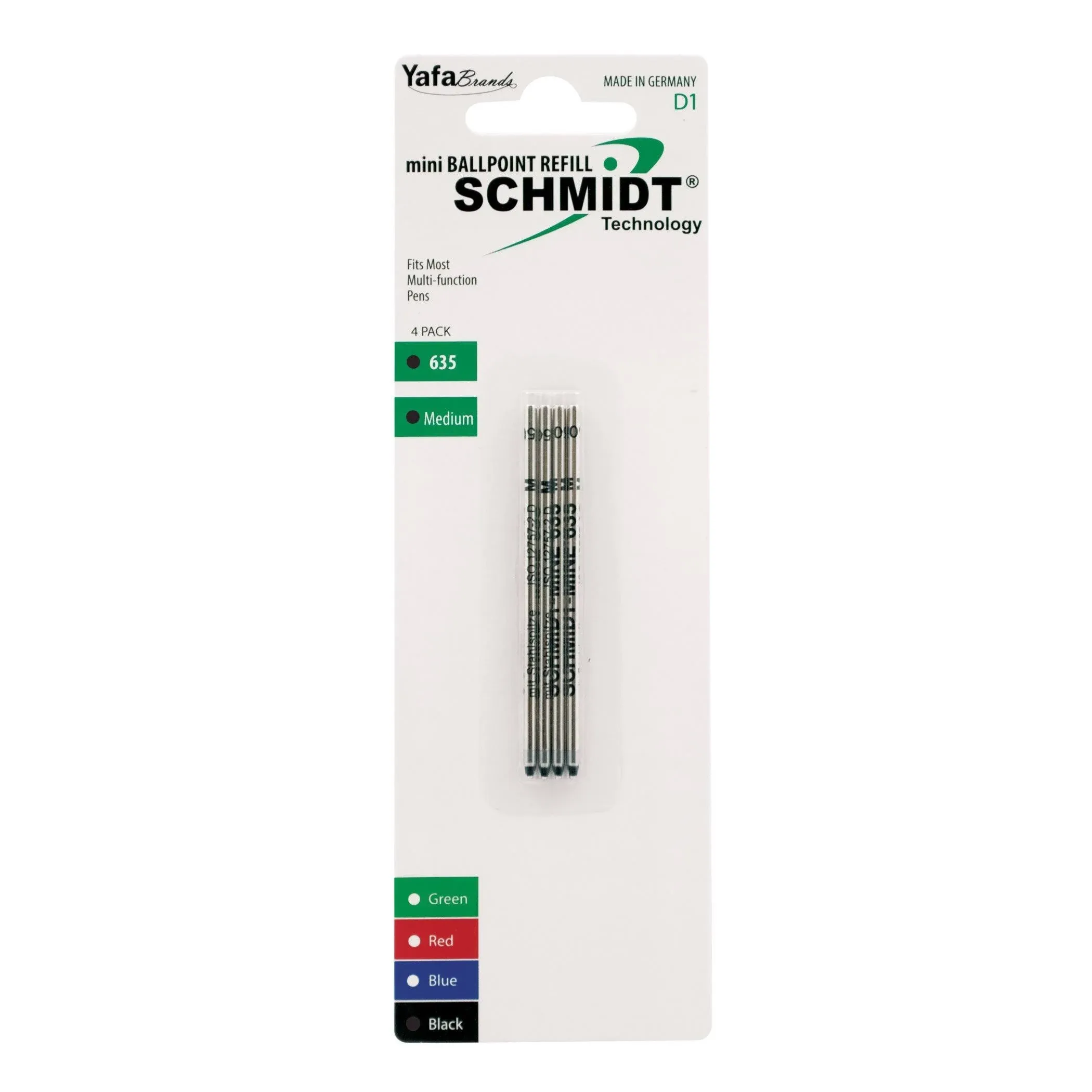 Schmidt 635 Mini D1 Ballpoint Refill Medium 4 Pack Black (sc58149)