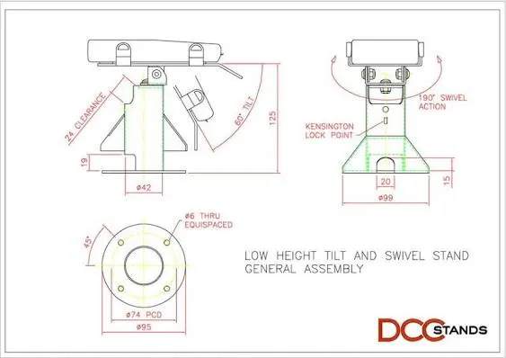 Ingenico Lane 3000 / 5000 / 7000 / 8000 Low Swivel and Tilt Stand