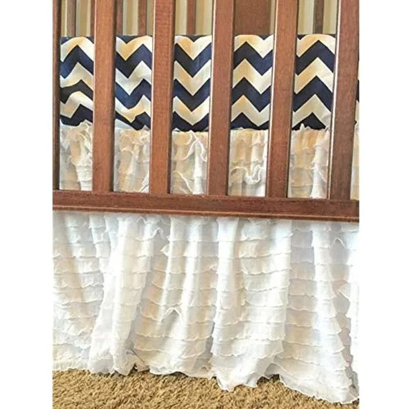 Crib Scalloped&Border Skirt Baby Girl Boys Nursery Bedding Dust Ruffle (White ...