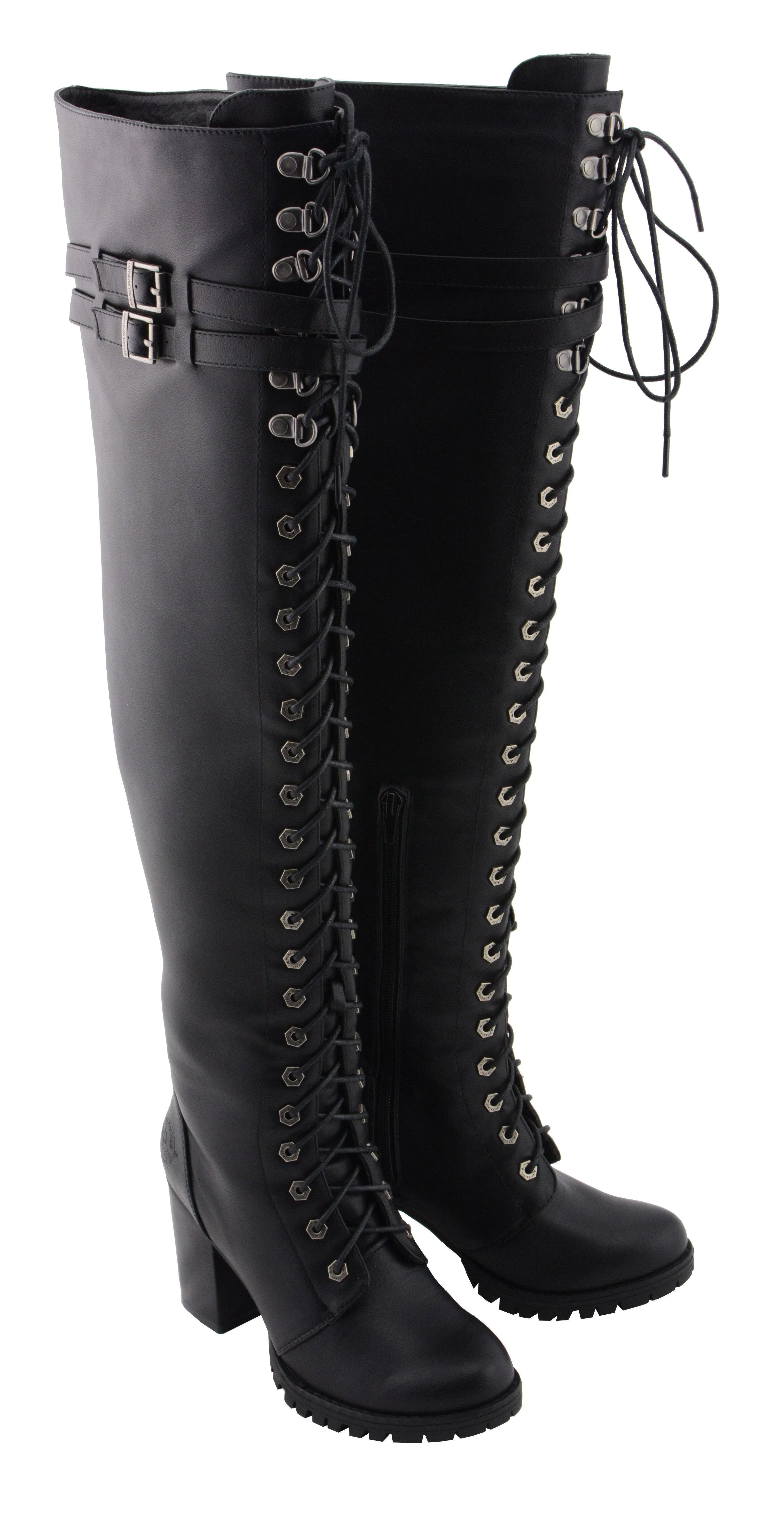 Milwaukee Performance MBL9424 Women's Black Above The Knee Boots with Lace-Up ...