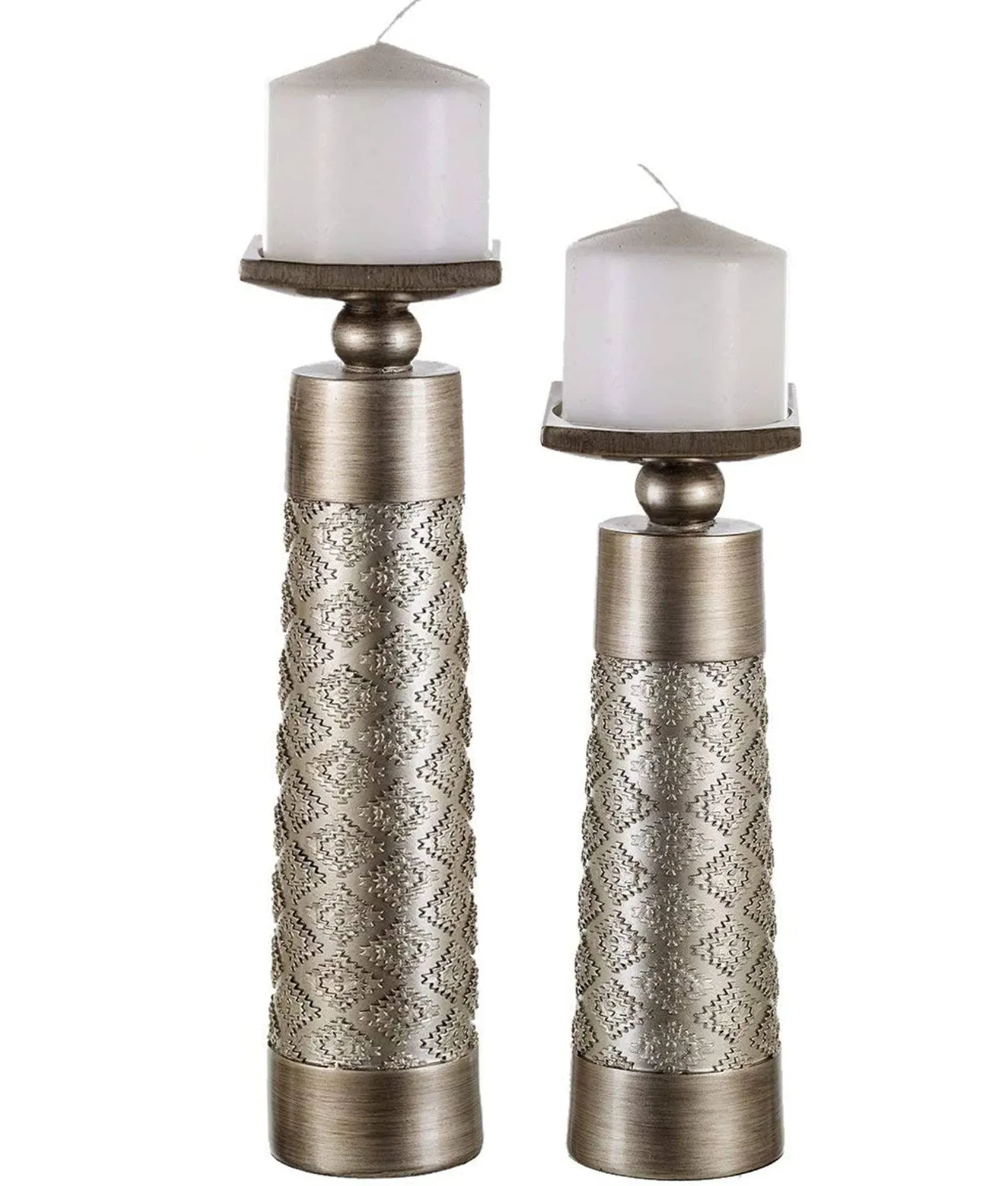 Dublin Decorative Candle Holder Set of 2 - Home Decor Pillar Candle Stand, Coffe