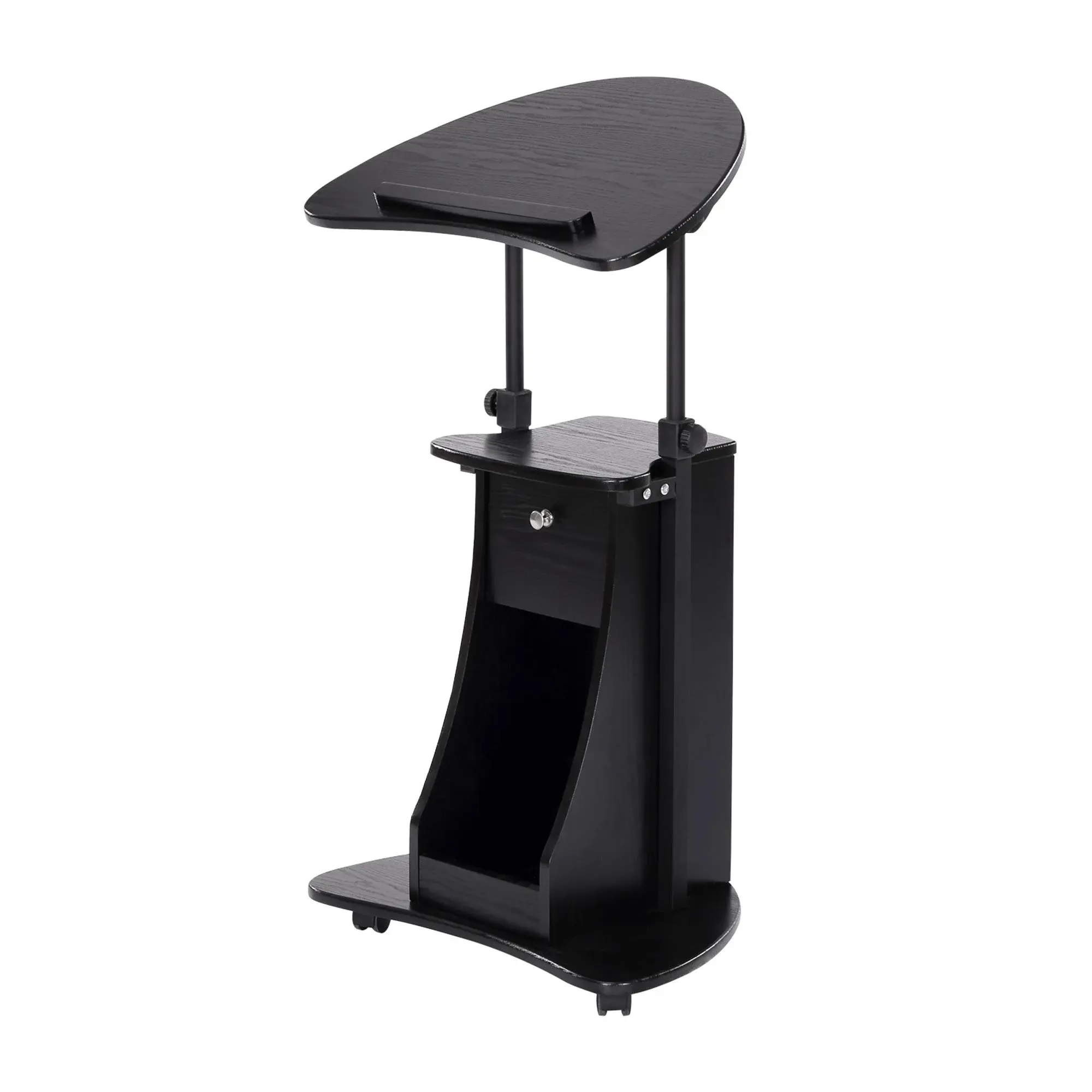 HOMCOM Height Adjustable Laptop Cart Rolling Mobile Podium Black Small