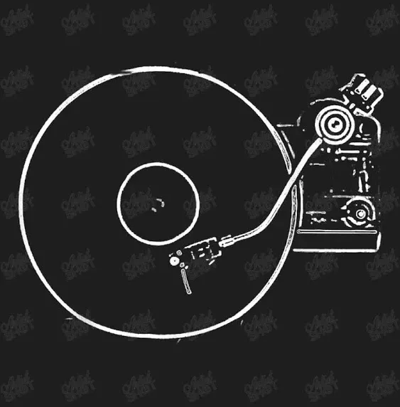 Vinyl Record Player Sketch Drawing Classic T-Shirt by Artistshot