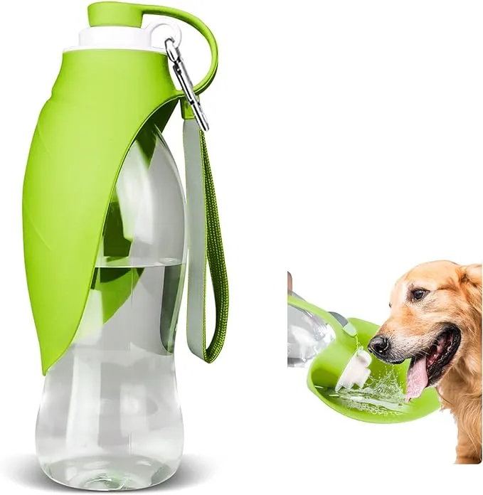 TIOVERY Dog Water Bottle, Portable Pet Water Dispenser Feeder Leak Proof with Drinking Cup Dish Bowl for Outdoor Walking, Hiking, Travel, 20oz Water