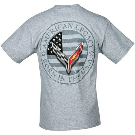 "C8 Corvette Next Gen American Legacy Born in The USA Men's T-Shirt XXX-Large, Gray"