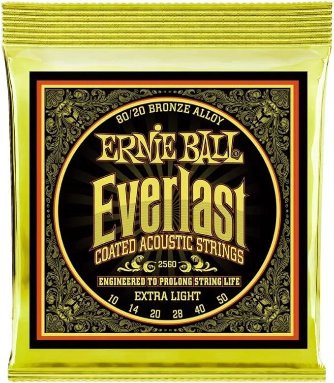 Ernie Ball Everlast Coated 80/20 Bronze Extra Light Acoustic Guitar Strings