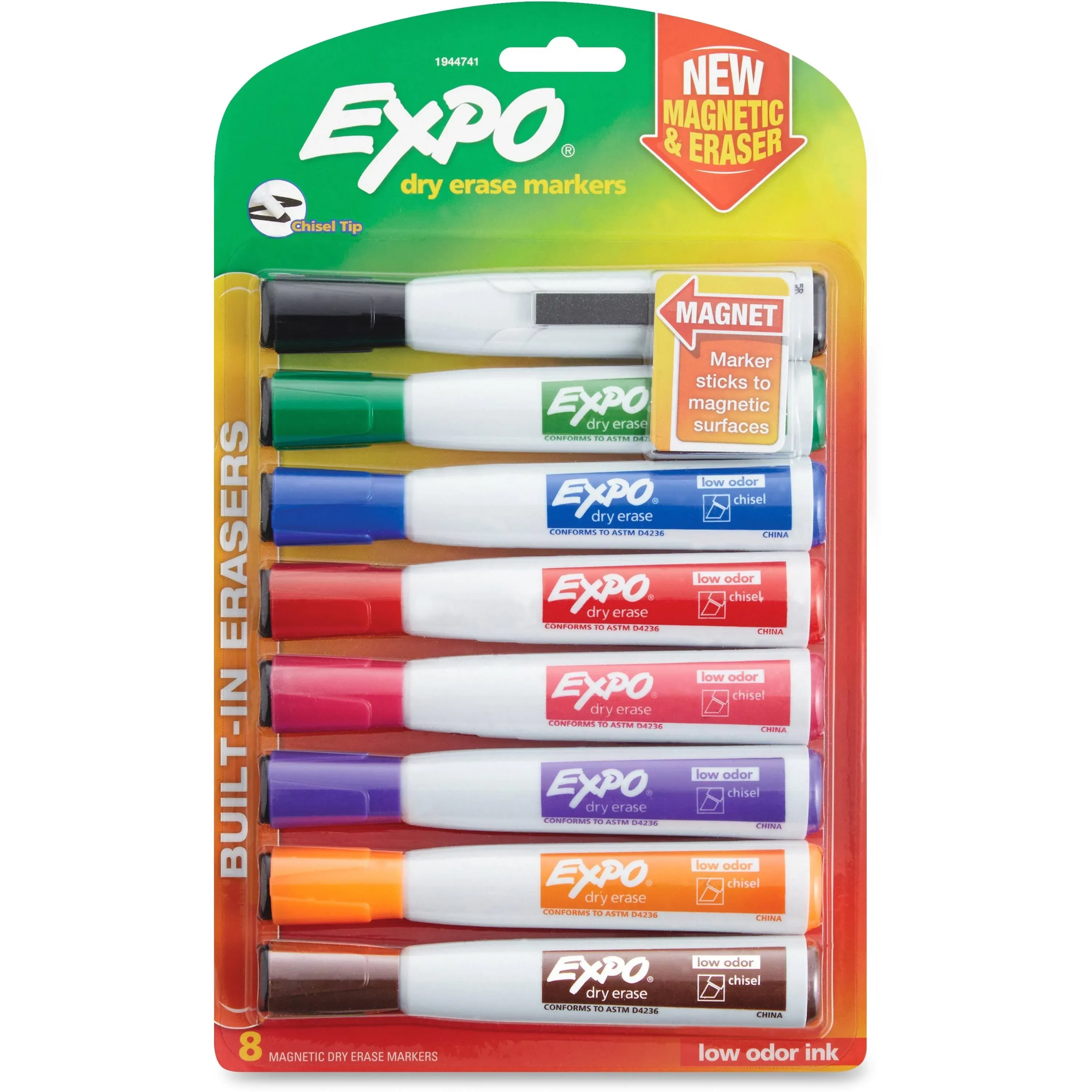 Expo Assorted Color Broad Chisel Tip Magnetic Dry Erase Marker - 8 count per pack -- 1 pack per case