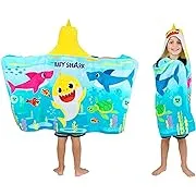 Baby Shark Kids Hooded Cotton Beach, Bath Towel Wrap, 24" x 50"