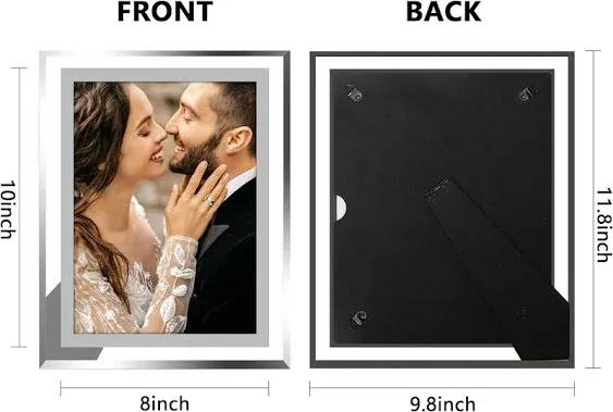 Vienrose 8x10 Picture Frame Set of 2, Glass Photo Frames 8 by 10 Made of High Definition Real Glass Display Pictures Horizontal or Vertical for Table