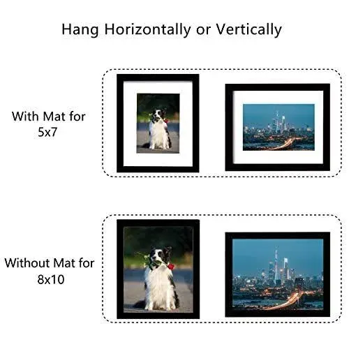 8x10 Picture Frame Set Of 2, Made Of High Definition Real Glass,