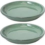 Sunnydaze Decor Glazed Ceramic Planter Saucers - Set of 2 - Blue - 12"