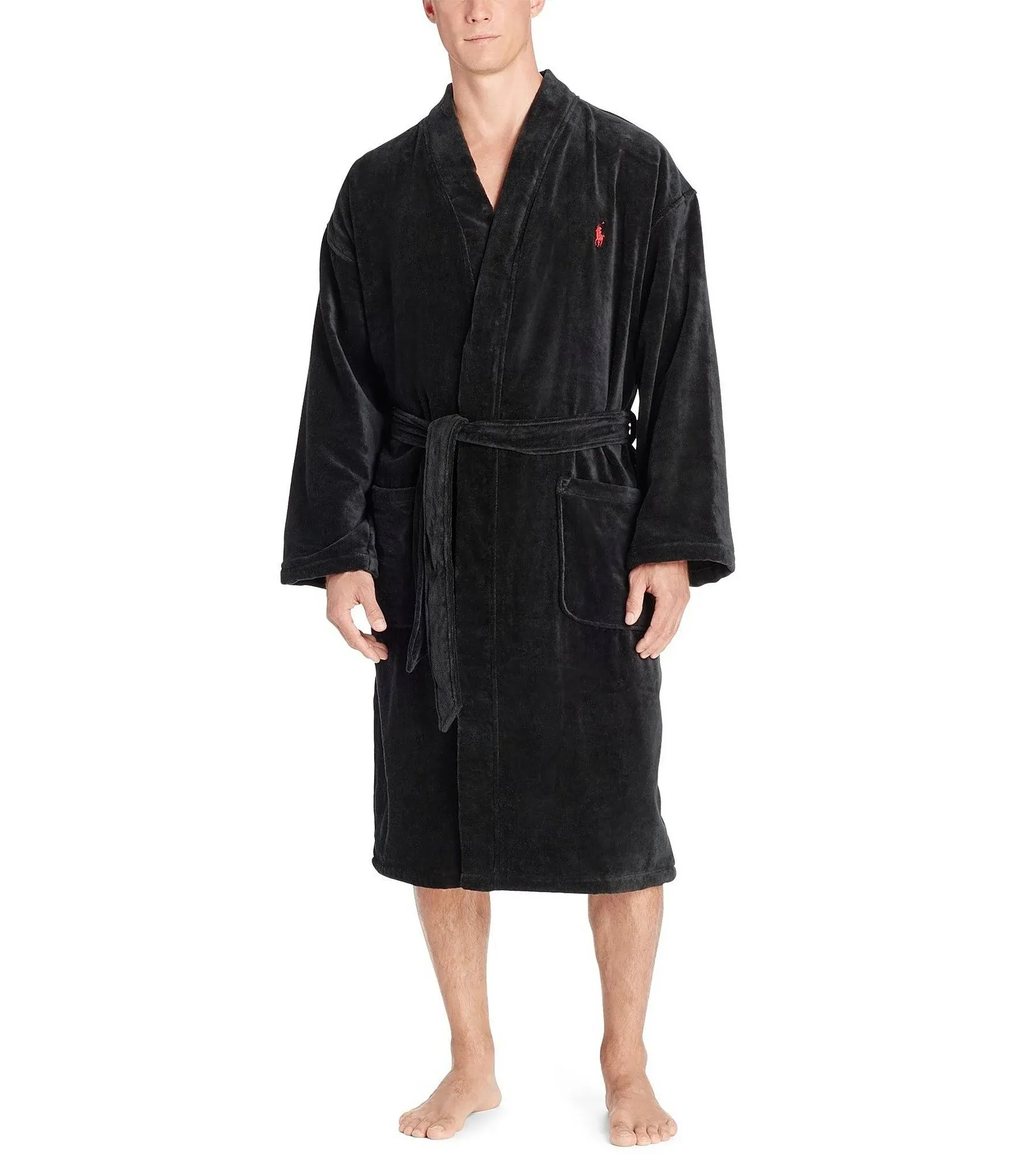 Polo Ralph Lauren Men's Cotton Kimono Robe - Black - Size S/M