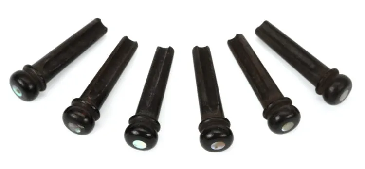 Taylor Ebony Bridge Pins Set of 6 Abalone