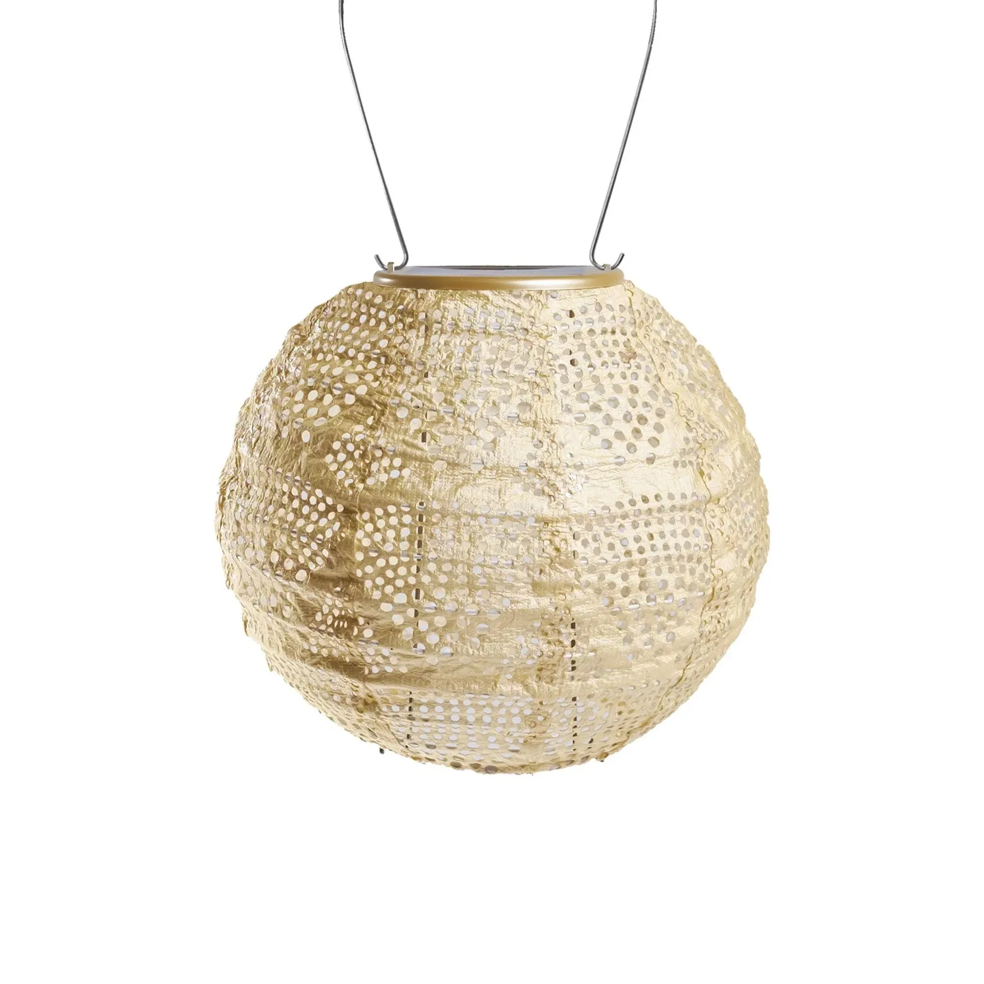 Home Garden Soji Stella Globe 8in Tyvek Solar Lantern, pearl