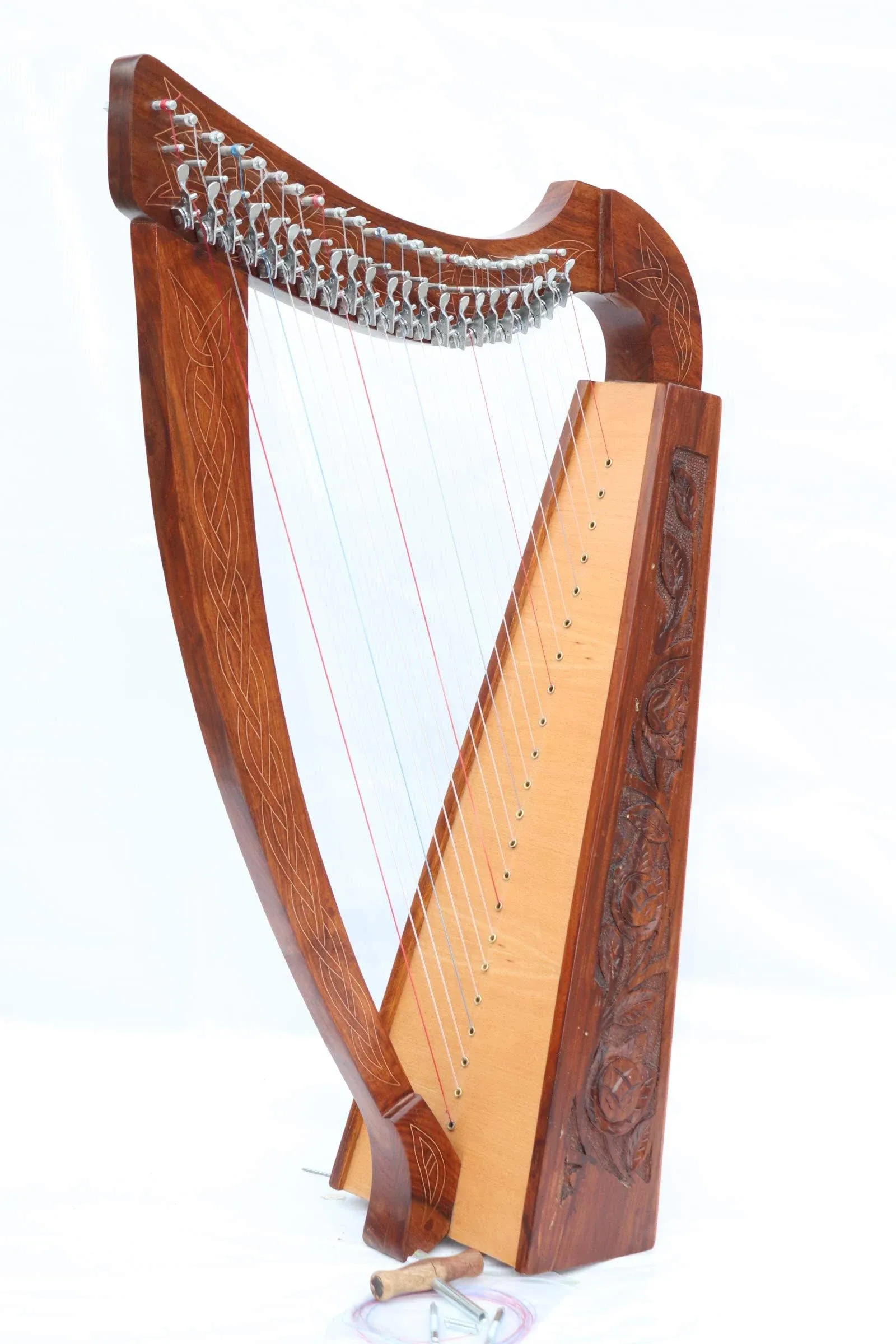 22 String Harp Engraved Made and Polished