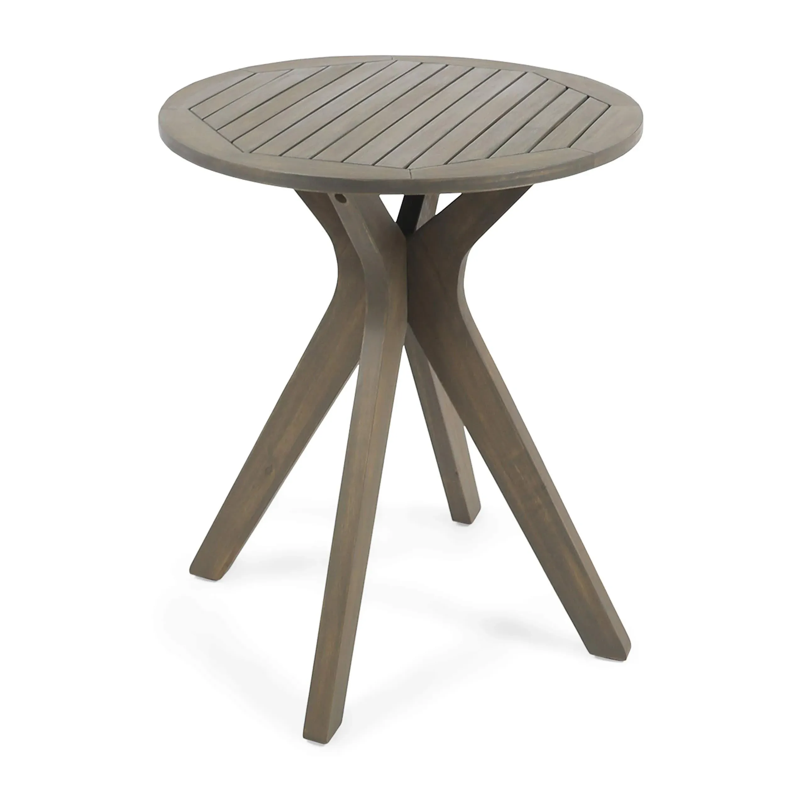 GDF Studio Brigitte Outdoor Acacia Wood Circular Bistro Table, Teak