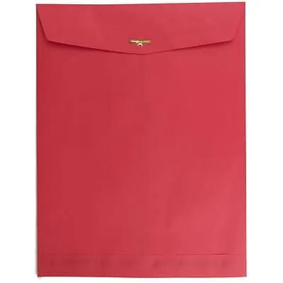 JAM Paper® 10 x 13 Open End Catalog Colored Envelopes with Clasp Closure, Red Recycled, 10/Pack (87477B)